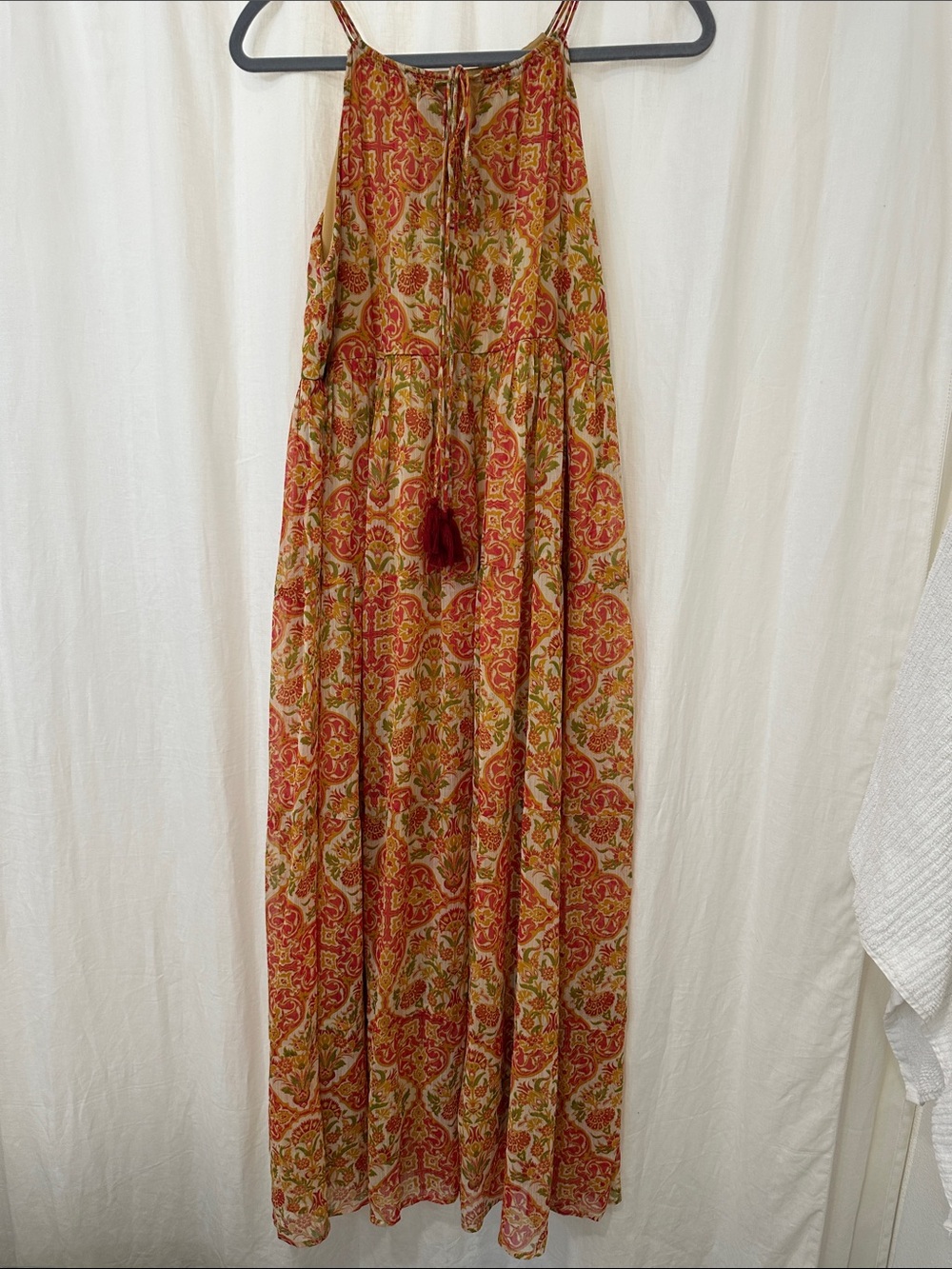 Boho Floral Maxi Dress in Pink & Olive